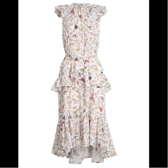 Zimmermann Frilled Tank MIDI Dress Garden Print Butterfly Size 2 / US Medium - Picture 4 of 16